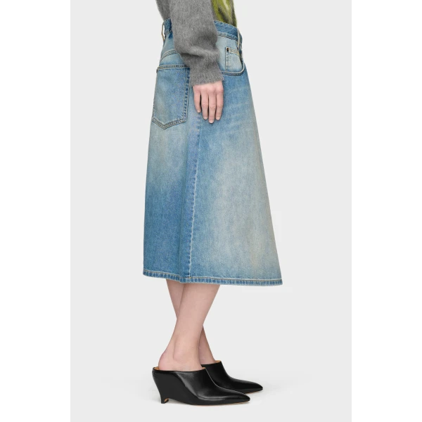 Maison Margiela Wrap Denim Midi Skirt in Blue Jeans | Denim Skirts | Coveti