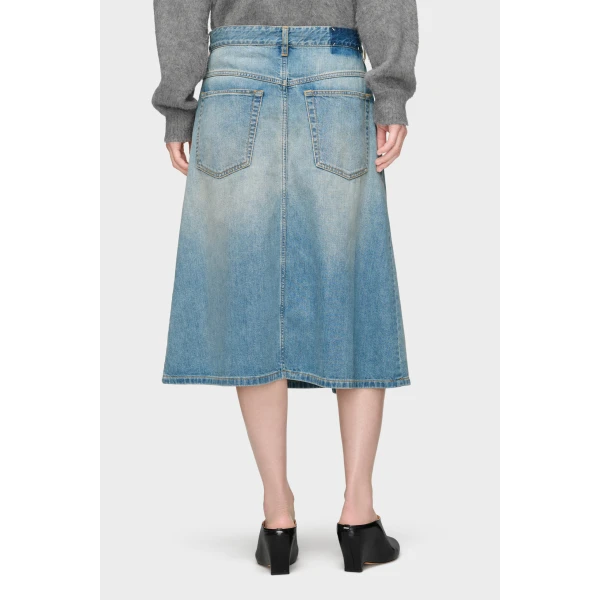 Maison Margiela Wrap Denim Midi Skirt in Blue Jeans | Denim Skirts | Coveti