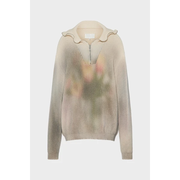 Maison Margiela Zip Knit Pullover in Ecru | Sweaters | Coveti
