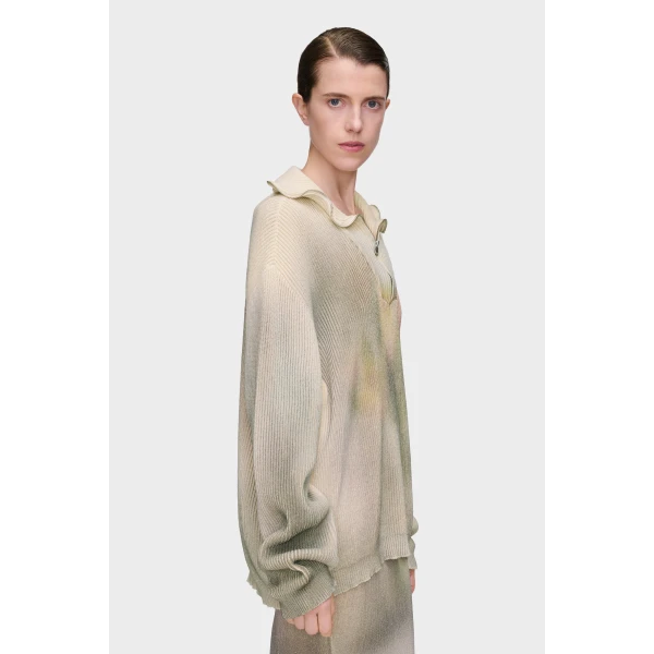 Maison Margiela Zip Knit Pullover in Ecru | Sweaters | Coveti