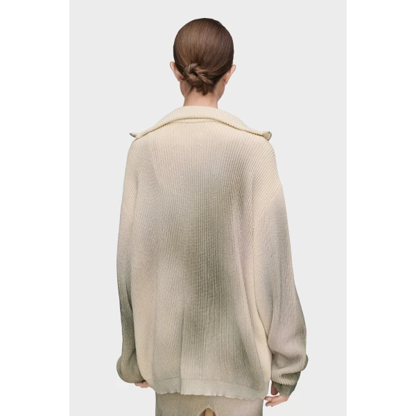 Maison Margiela Zip Knit Pullover in Ecru | Sweaters | Coveti