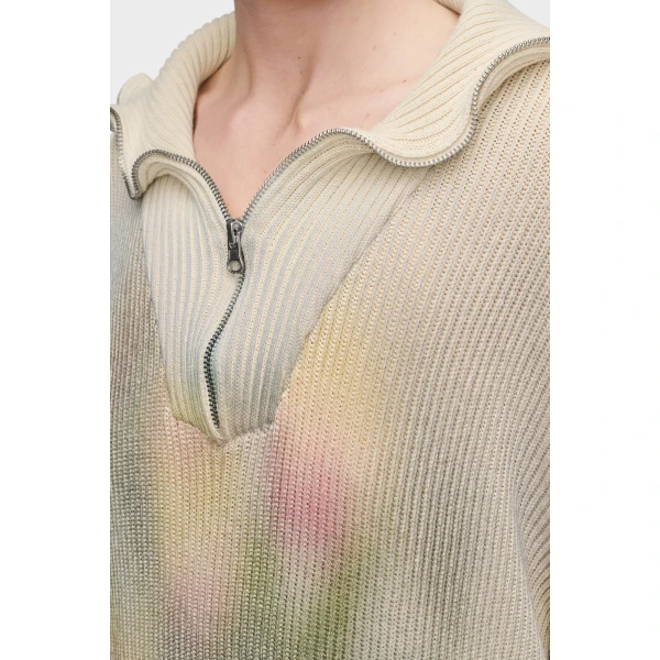 Maison Margiela Zip Knit Pullover in Ecru | Sweaters | Coveti