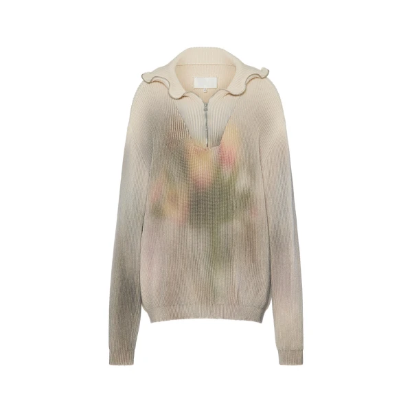 Maison Margiela Zip Knit Pullover in Ecru | Coveti