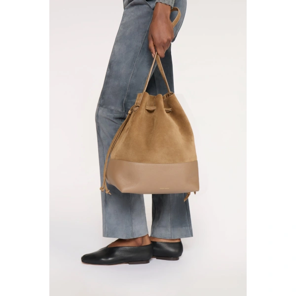 Mansur Gavriel Drawstring Cabas in Anise Suede, view 2 | Bucket Bags