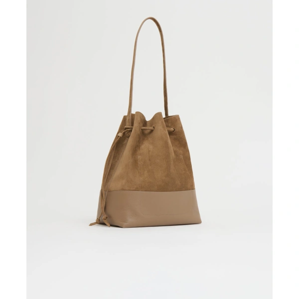 Mansur Gavriel Drawstring Cabas in Anise Suede, view 3 | Bucket Bags
