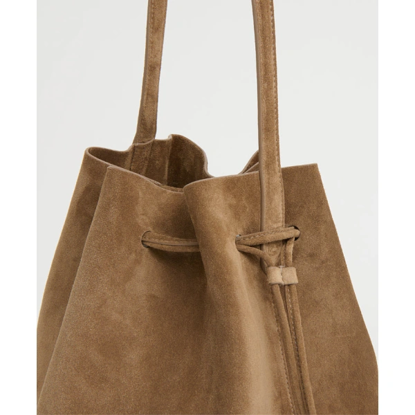 Mansur Gavriel Drawstring Cabas in Anise Suede, view 5 | Bucket Bags