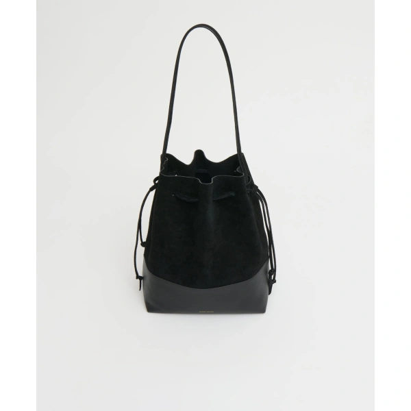 Mansur Gavriel Drawstring Cabas in Black Suede, view 4 | Bucket Bags