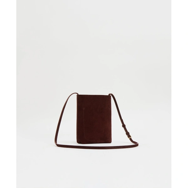 Mansur Gavriel Everyday Cabas Crossbody in Chocolate Suede, view 2 | Crossbody Bags