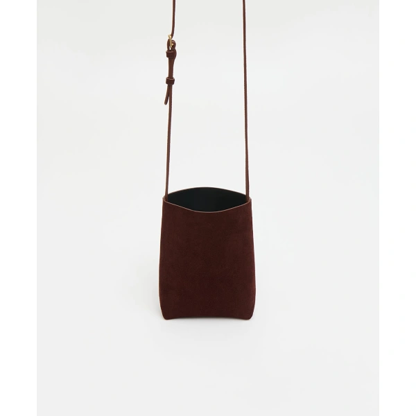 Mansur Gavriel Everyday Cabas Crossbody in Chocolate Suede, view 3 | Crossbody Bags