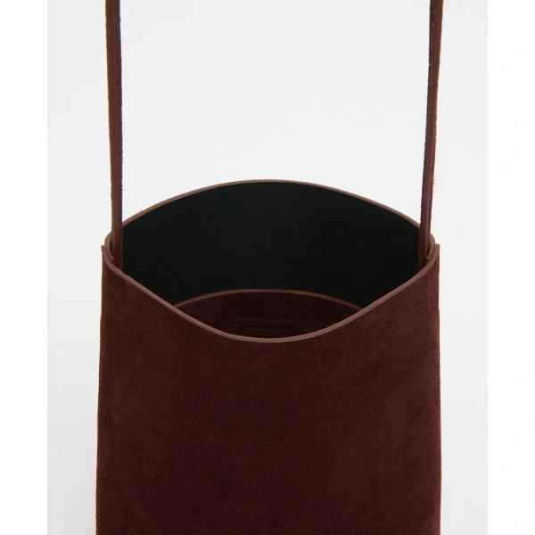 Mansur Gavriel Everyday Cabas Crossbody in Chocolate Suede, view 4 | Crossbody Bags