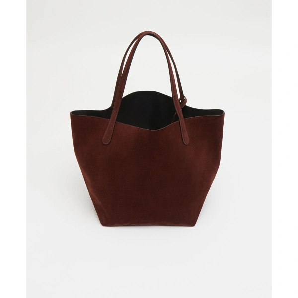 Mansur Gavriel Everyday Soft Tote in Chocolate Suede, view 4 | Totes & Top-Handle Bags