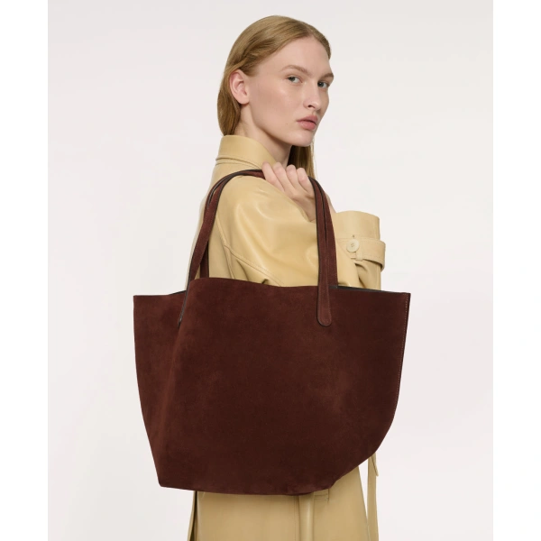 Mansur Gavriel Everyday Soft Tote in Chocolate Suede, view 6 | Totes & Top-Handle Bags
