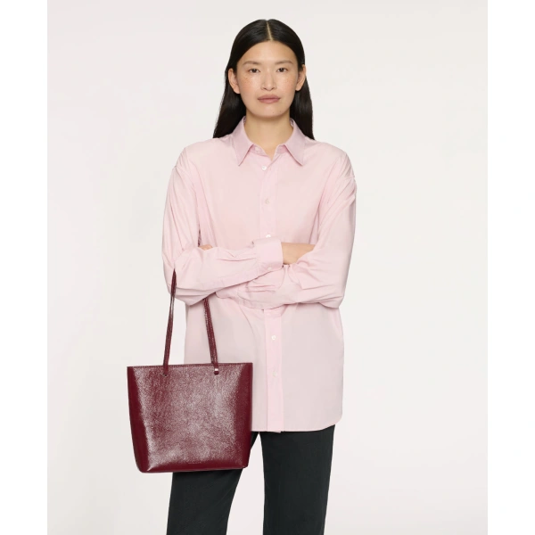 Mansur Gavriel Filo Tote in Claret Naplak, view 3 | Totes & Top-Handle Bags