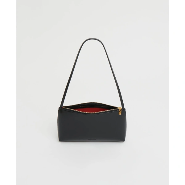 Mansur Gavriel Gaia Shoulder Bag in Black and Flamma, view 2 | Shoulder & Crossbody Bags