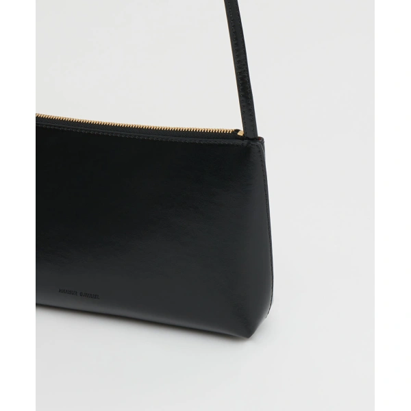 Mansur Gavriel Gaia Shoulder Bag in Black and Flamma, view 3 | Shoulder & Crossbody Bags