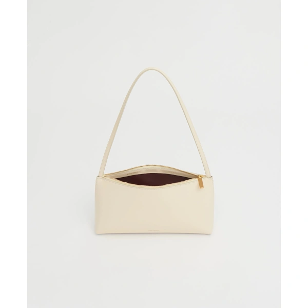 Mansur Gavriel Gaia Shoulder Bag in Crema and Ebony, view 2 | Shoulder & Crossbody Bags