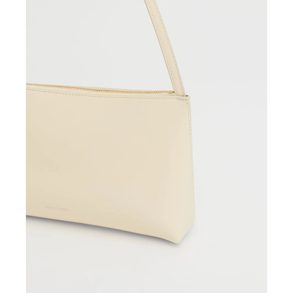 Mansur Gavriel Gaia Shoulder Bag in Crema and Ebony, view 3 | Shoulder & Crossbody Bags