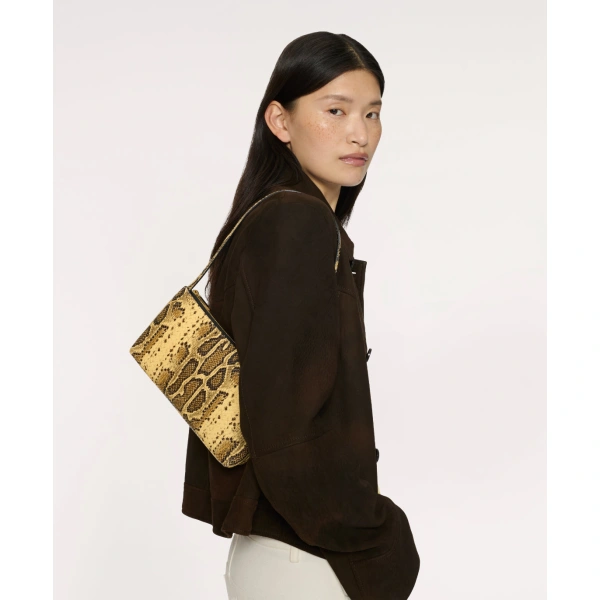 Mansur Gavriel Gaia Shoulder Bag in Golden Roccia, view 2 | Shoulder & Crossbody Bags