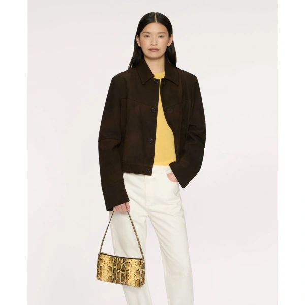 Mansur Gavriel Gaia Shoulder Bag in Golden Roccia, view 6 | Shoulder & Crossbody Bags