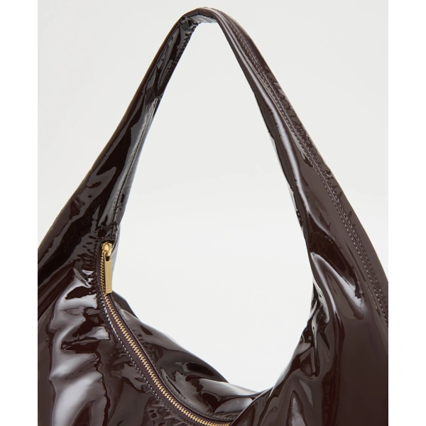 Mansur Gavriel Gnocchi Bag in Aubergine Soft Patent, view 5 | Hobo Bags