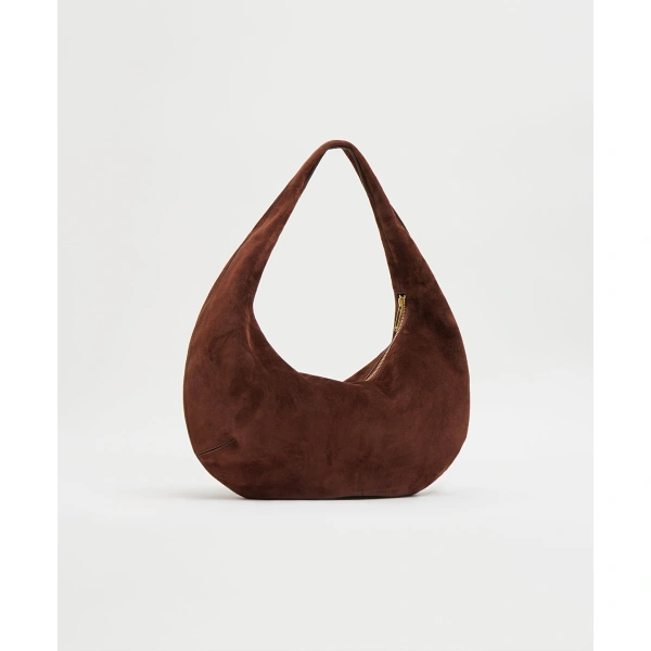 Mansur Gavriel Gnocchi Bag in Chocolate Suede, view 2 | Hobo Bags