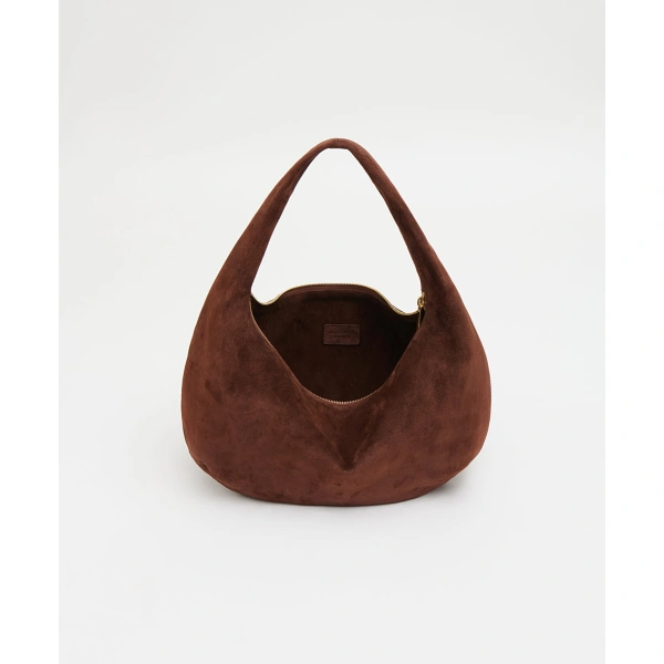 Mansur Gavriel Gnocchi Bag in Chocolate Suede, view 3 | Hobo Bags
