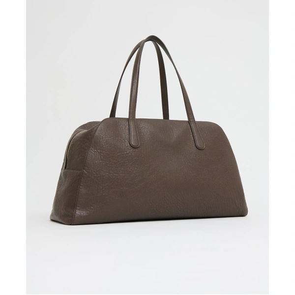 Mansur Gavriel Helios Travel Bag in Ebony Stamped Lambskin, view 2 | Totes & Top-Handle Bags