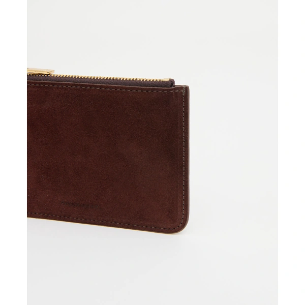 Mansur Gavriel Keychain Zip Case in Chocolate Suede, view 3 | Card Holders