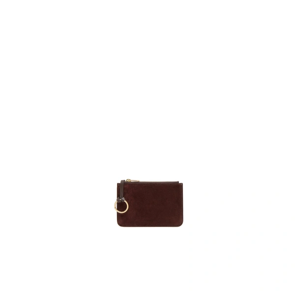 Keychain Zip Case in Chocolate Suede