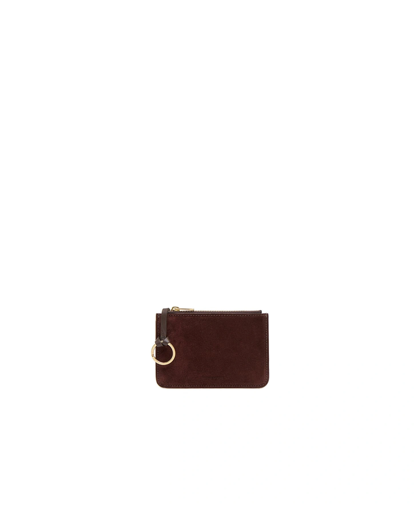 Mansur Gavriel Keychain Zip Case in Chocolate Suede Mansur Gavriel Keychain Zip Case in Chocolate Suede | Card Holders