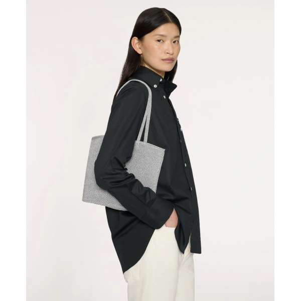Mansur Gavriel Knit Filo Tote in Silver Knit, view 2 | Totes & Top-Handle Bags
