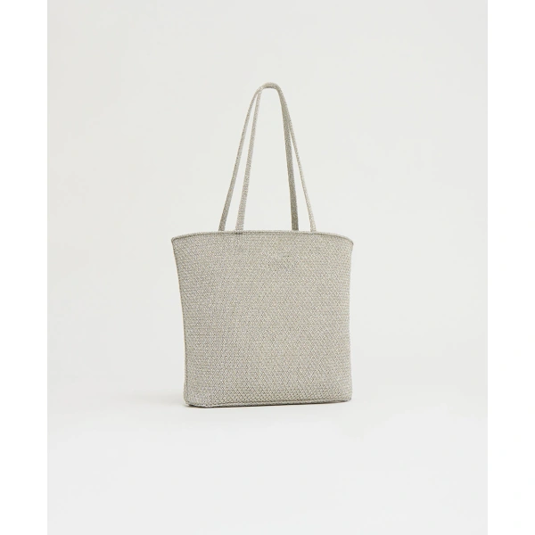 Mansur Gavriel Knit Filo Tote in Silver Knit, view 3 | Totes & Top-Handle Bags