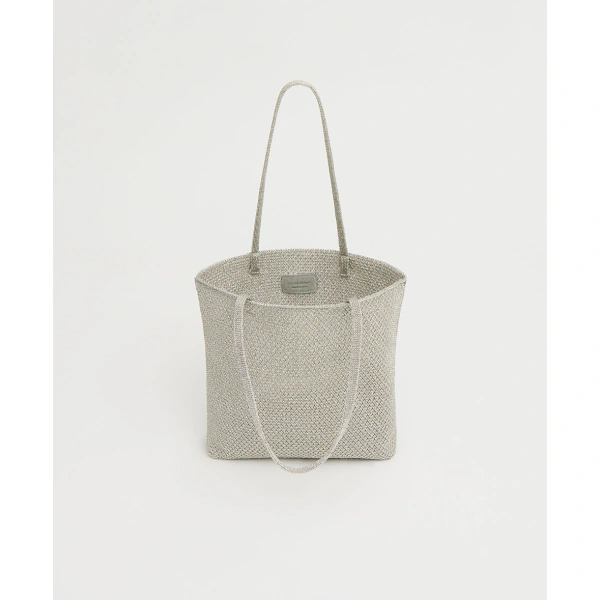 Mansur Gavriel Knit Filo Tote in Silver Knit, view 4 | Totes & Top-Handle Bags
