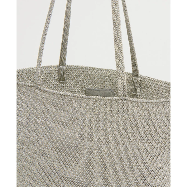 Mansur Gavriel Knit Filo Tote in Silver Knit, view 5 | Totes & Top-Handle Bags