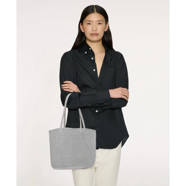 Mansur Gavriel Knit Filo Tote in Silver Knit, view 6 | Totes & Top-Handle Bags