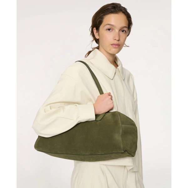 Mansur Gavriel Large Helios in Algae Nubuck, view 3 | Shoulder & Crossbody Bags