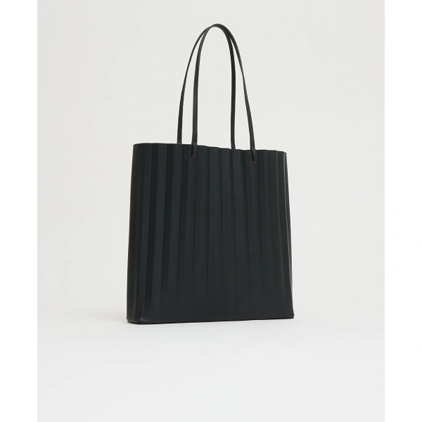 Mansur Gavriel Large Pleated Filo Tote in Black and Flamma, view 3 | Totes & Top-Handle Bags