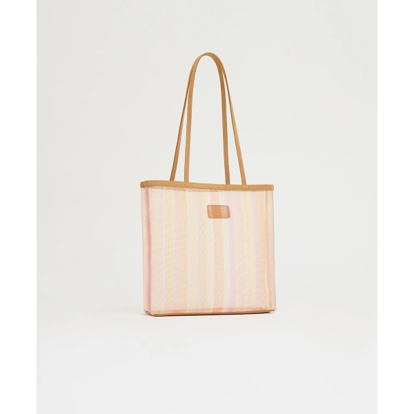 Mansur Gavriel Mesh Filo Tote in Sunset, view 3 | Totes & Top-Handle Bags