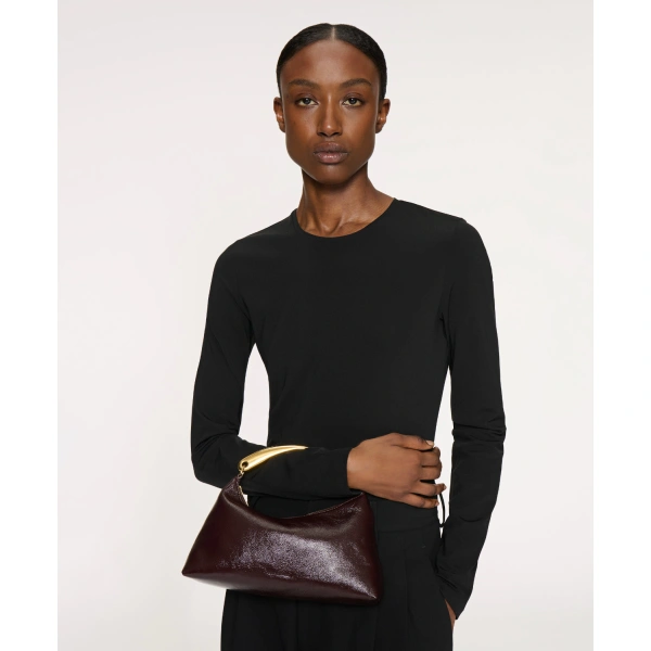 Mansur Gavriel Metal Handle Rhea in Aubergine Naplak, view 2 | Totes & Top-Handle Bags