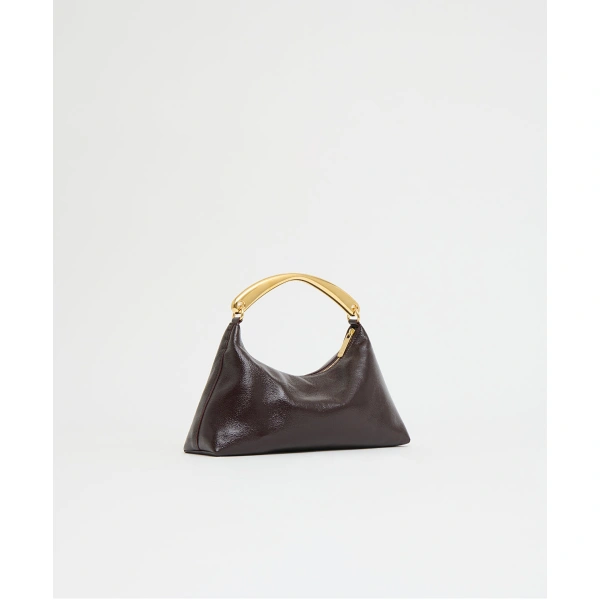 Mansur Gavriel Metal Handle Rhea in Aubergine Naplak, view 3 | Totes & Top-Handle Bags