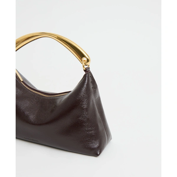 Mansur Gavriel Metal Handle Rhea in Aubergine Naplak, view 5 | Totes & Top-Handle Bags