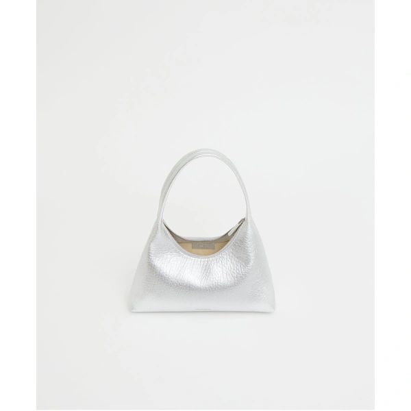 Mansur Gavriel Mini Candy Bag in Tumbled Silver, view 3 | Mini Bags