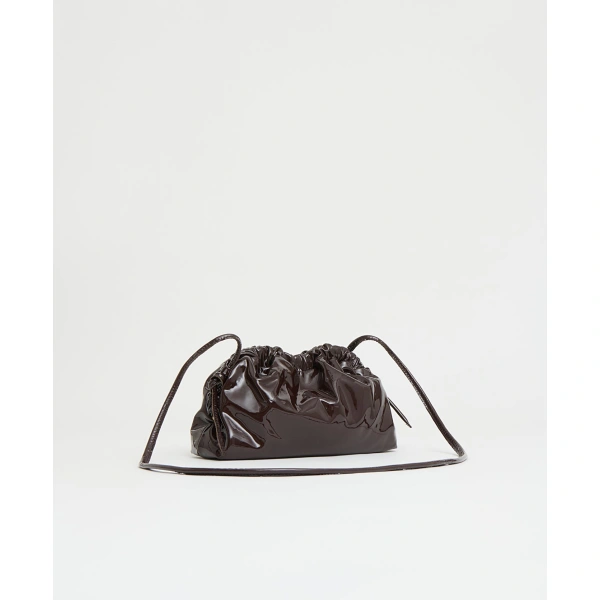 Mansur Gavriel Mini Cloud Clutch in Aubergine Soft Patent, view 2 | Clutch Bags