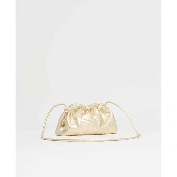 Mansur Gavriel Mini Cloud Clutch in Crinkled Gold, view 2 | Clutch Bags