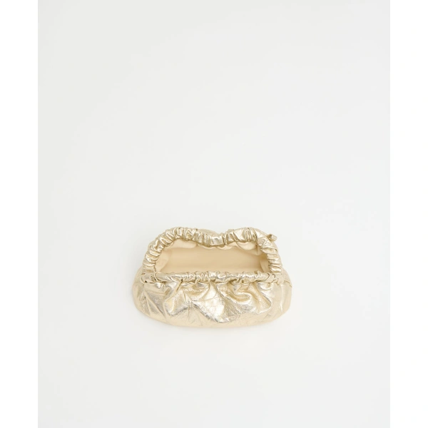 Mansur Gavriel Mini Cloud Clutch in Crinkled Gold, view 3 | Clutch Bags