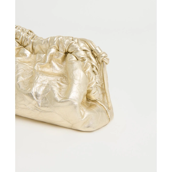 Mansur Gavriel Mini Cloud Clutch in Crinkled Gold, view 4 | Clutch Bags