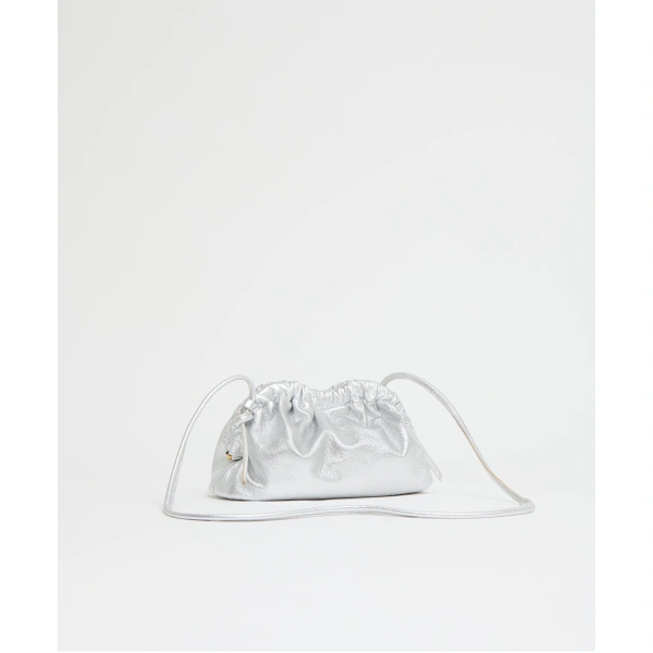 Mansur Gavriel Mini Cloud Clutch in Tumbled Silver, view 4 | Clutch Bags