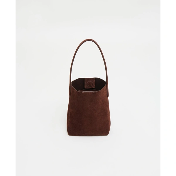 Mansur Gavriel Mini Everyday Cabas in Chocolate Suede, view 3 | Mini Bags