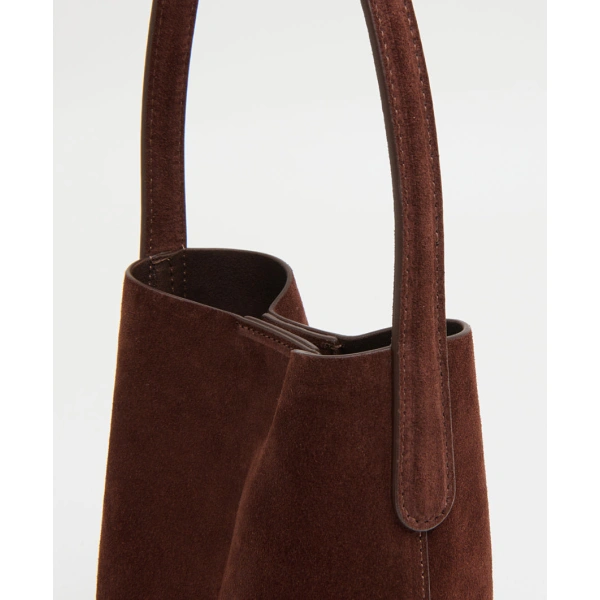 Mansur Gavriel Mini Everyday Cabas in Chocolate Suede, view 4 | Mini Bags