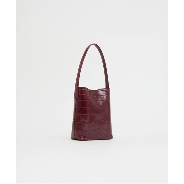 Mansur Gavriel Mini Everyday Cabas in Oxblood Croc, view 3 | Mini Bags